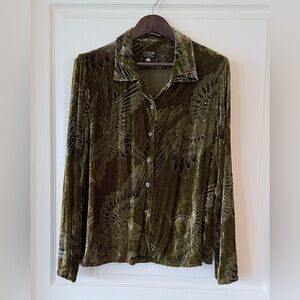 Citron Santa Monica Velvet Shirt with Olive and Blue Hues